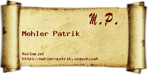 Mehler Patrik névjegykártya